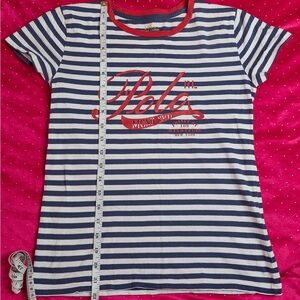 Polo by Ralph Lauren Girls' Navy & White Stripe Pajama Top with Red Logo
